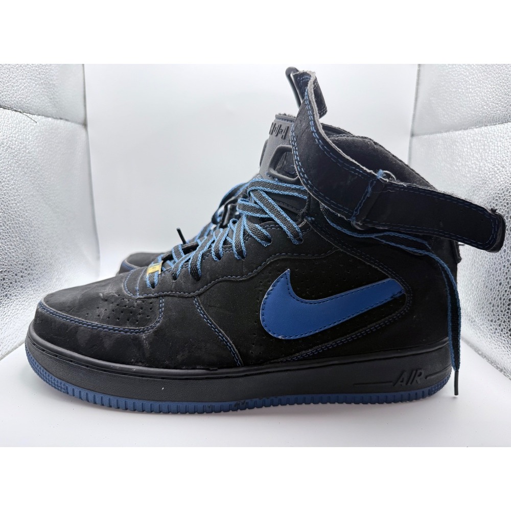 Jordan Nike Air Force 1 High Black Blue Vintage 2004 Mens Size 13 Strap‎ Retro